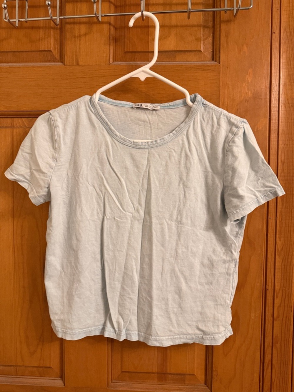 Zara Light Blue Short Sleeve Cotton Tee